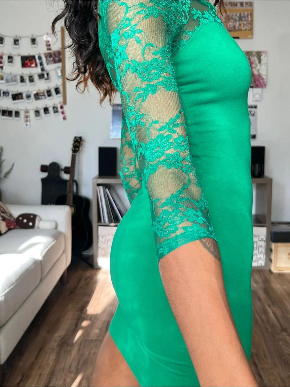 Green Lace Detail H&M Divided Dress